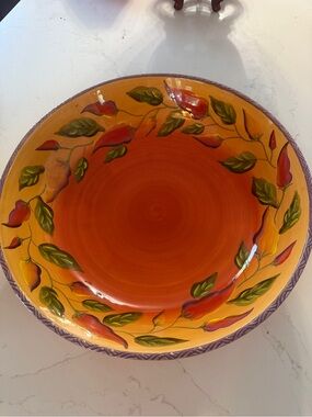 Clay Art Chili Fiesta Large Serving Bowl Hand Painted Stonelite 16